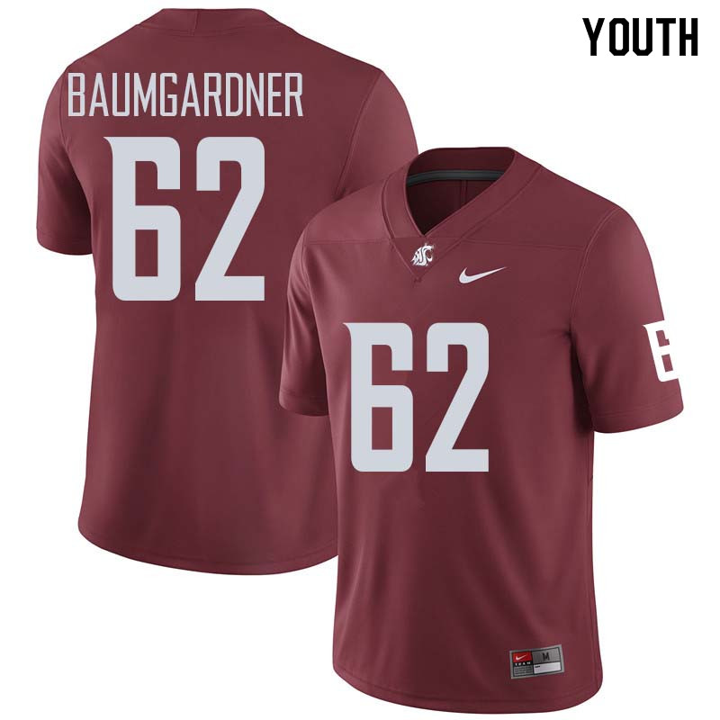 Youth #62 Jon Baumgardner Washington State Cougars College Football Jerseys Sale-Crimson